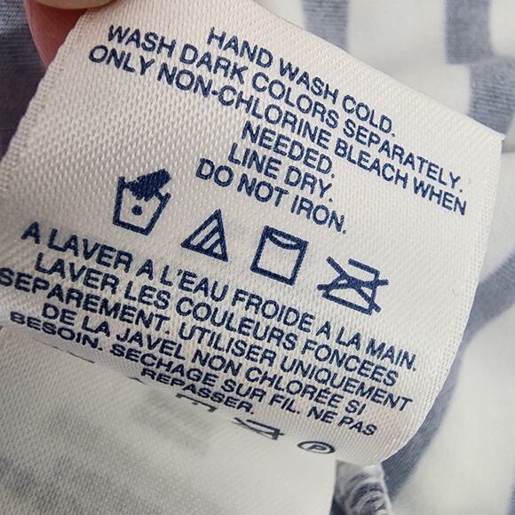 Lands End Womens Crew Neck Long Sleeve UPF 50 Rash Guard Swim Small Blue Stripe - Picture 10 of 10